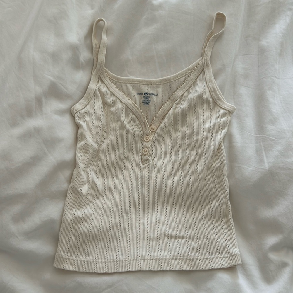 Brandy Melville Cream Button Tank Top
